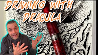 80’s style Drawing with my Leonardo Supernova “Dracula” fountain pen #art #drawing