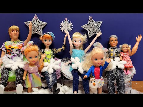 New year 2024 ! Elsa & Anna toddlers - surprise guest - musical chairs game - Barbie dolls