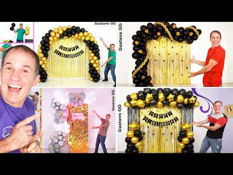 4 IDEAS 🤩 DECORACION CON GLOBOS 😍 como hacer un arco de globos 🔴 decoraciones para cumpleaños