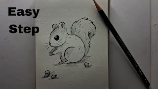 How to draw Squirrel step by step easy | How to draw squirrel | How to draw squirrel eating nuts 