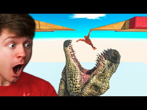 Reacting to DINOSAUR BRIDGE CHALLENGE! (Animal Revolt Battle Simulator)
