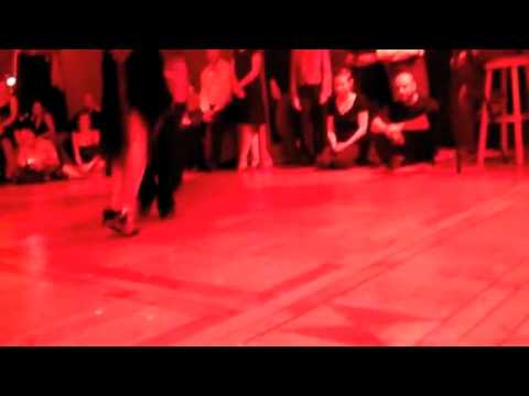  Roxana Suarez  and  Sebastian Achaval  are  dancing  to  the  milonga  "  Zorzal  "