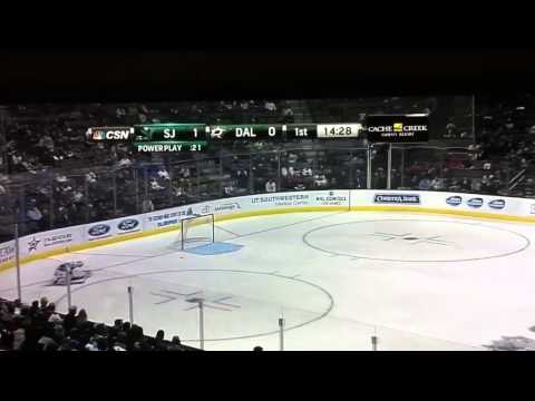 Sharks vs Stars 10/17/2013 Niemi almost kicks it in his net