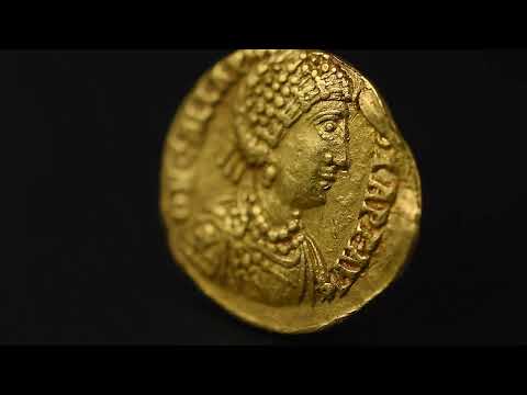 Münze, Galla Placidia, Tremissis, AD 422, Ravenna, Extremely rare, SS+, Gold