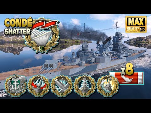 Super-Cruiser Condé: Solo Warrior on map Shatter - World of Warships