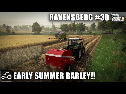 Harvesting Barley, Baliling Straw & Spreading Compost Ravensberg #30 Farming Simulator 19 Timelapse