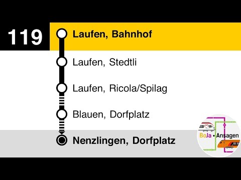 Postauto Ansagen | 119 Laufen - Nenzlingen | BoJa Ansagen