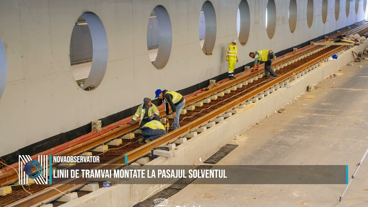 Linii de tramvai montate la Pasajul Solventul