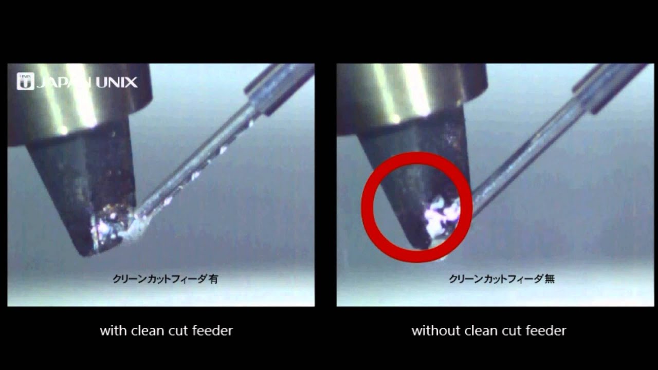 Clean cut feeder Verifying the effectiveness of clean cut feeder for flux spatter