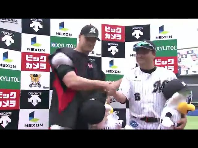マリーンズ・井口選手・スタンリッジ投手ヒーローインタビュー 2016/4/10 M-L
