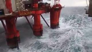 Watch as 50ft waves hit North Sea oil platform