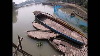 Bamboo Bridge for Crossing River in the Villages of Bangladesh