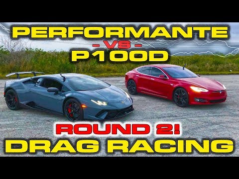 Performante's Revenge? Lamborghini Huracan Performante vs Tesla Model S P100D Ludicrous Drag Racing