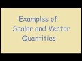 Examples Of Scalar And Vector Quantities