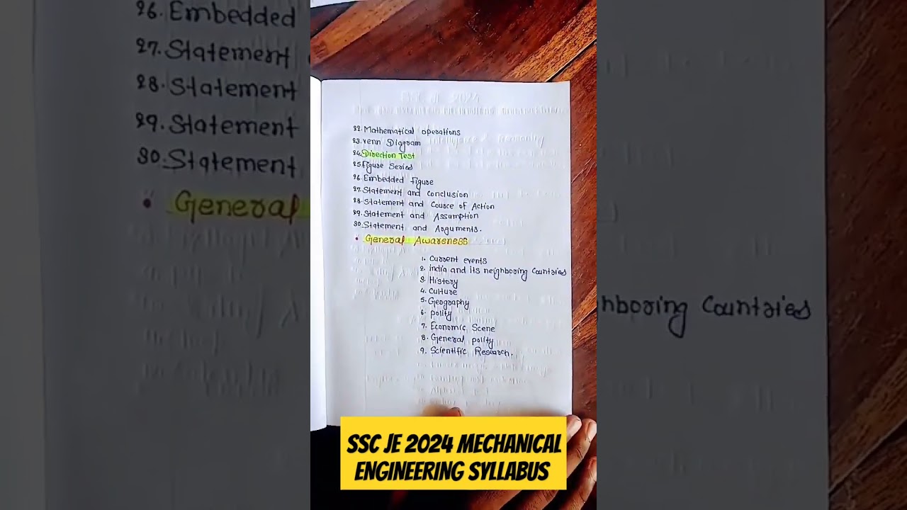 SSC JE MECHANICAL ENGINEERING SYLLABUS 2024#mechanical #sscje_mechanical