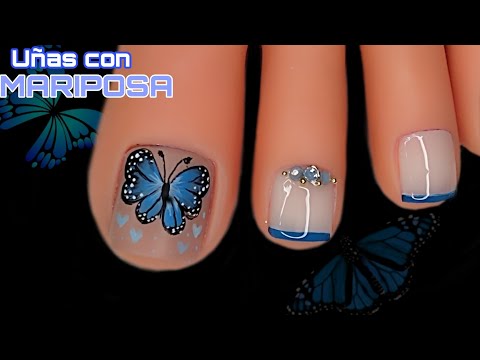 Decorado De Uñas con Mariposa 🦋 Fácil y bonita 😍#nailart #miarteentusuñas 💅