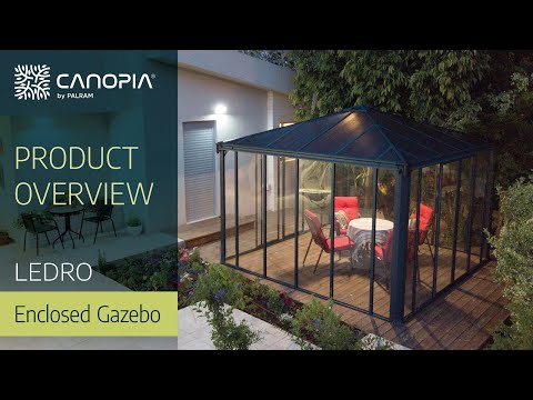 Växthus/Orangeri Canopia by Palram Ledro Aluminiumstomme med UV-Skyddat Glas, Låsbara Dörrar, Grå, 12,7 m²