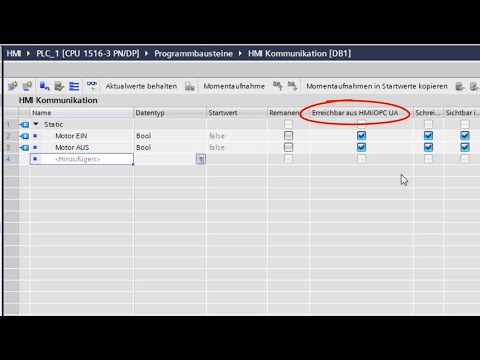 Anlegen eines Datenbausteins für eine HMI-Kommunikation