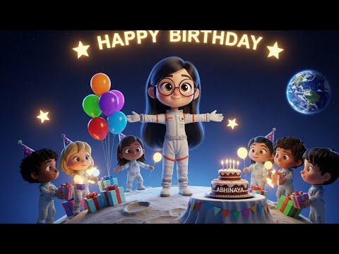 Abinaya Birthday on Moon | Abinaya Special Birthday Song Music | Happy Birthday Wishes to Abinaya