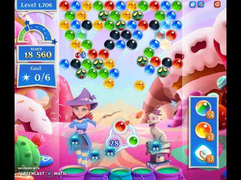 Bubble Witch 2 Saga Level 1706 with no booster & 9 bubbles left