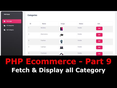 PHP Ecom Part 9 How to fetch display category in PHP | Fetch Category image in PHP MySQL