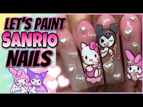Let’s Paint Hello Kitty and Friends Nails! 💗🎀Easy Step by Step using NAILZBYDEV products!😍💗