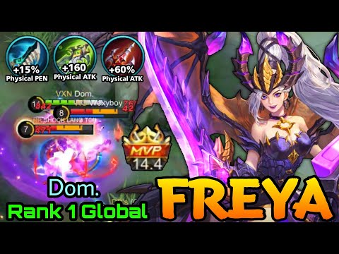 100% Unstoppable Dragon Hunter Freya MVP 14,4 Points! - Top 1 Global Freya Dom. - MLBB