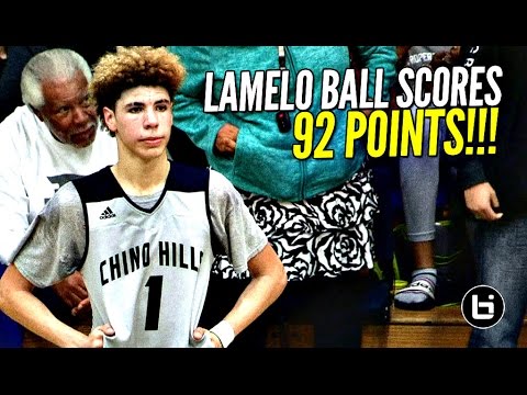 LaMelo Ball Scores 92 POINTS!!!! 41 In The 4th Quarter!! FULL Highlights! Chino Hills vs Los Osos!! Video
