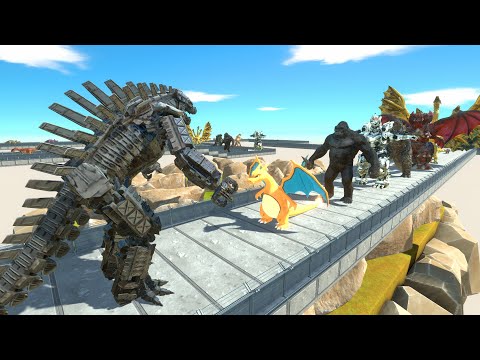 MECHAGODZILLA 2021 vs GHIDORAH DEATH RUN - Animal Revolt Battle Simulator