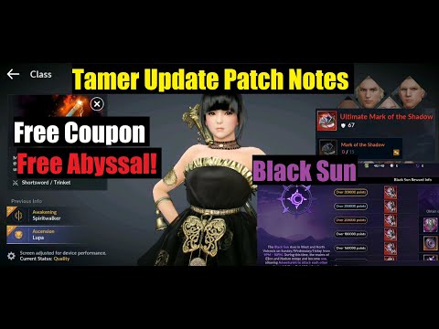 Black Desert Mobile Update Notes: Tamer , Free Coupon, Black Sun , Craft Red Accessories