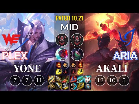 WE Plex Yone vs CGA Aria Akali Mid - KR Patch 10.21