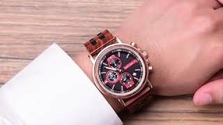 Reloj de Madera Bobo Bird Rojo para Hombre