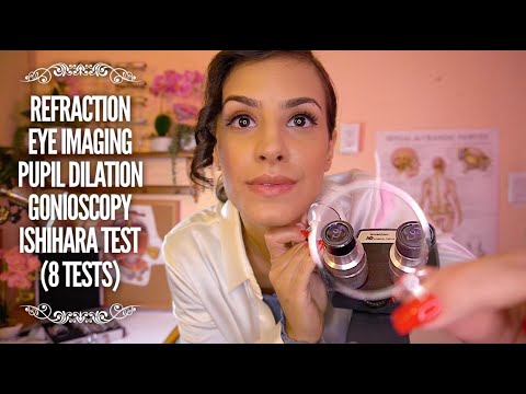 ASMR 8 Sleepy Eye Exams | Lens 1 or 2 | Retinal Imaging | Dilation | Cranial Nerve Exam