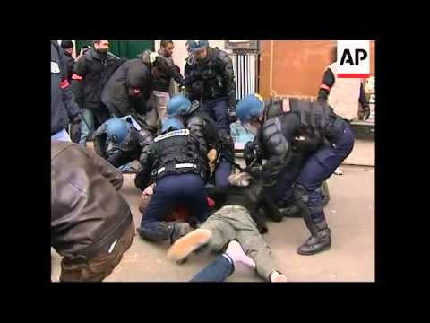 Protesters, police clash in student march over teacher cuts