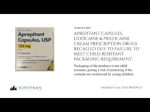 Aprepitant Capsules, Lidocaine & Prilocaine Recalled