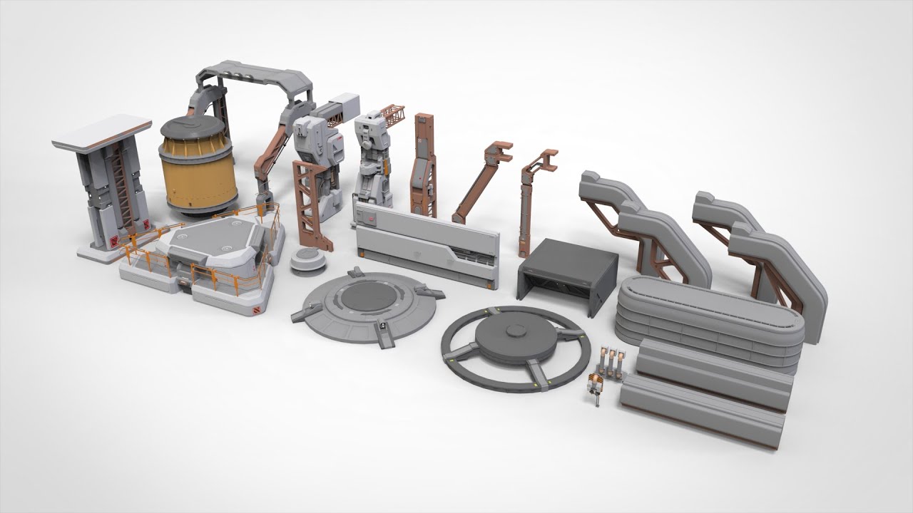 Sci-fi architecture kitbash 1 3D Model