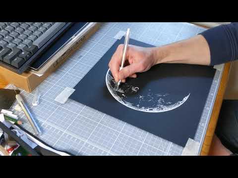 Night of the Half Moon  Black paper drawing, White gel pen, Gel pens