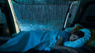 Sleeping in a Camping Car with Heavy Rain Sounds | Foggy Forest Thunderstorm for Insomnia