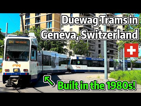 ⁴ᴷ⁶⁰ 1980s Duewag Be 4/6 and Be 4/8 Trams in Geneva, Switzerland