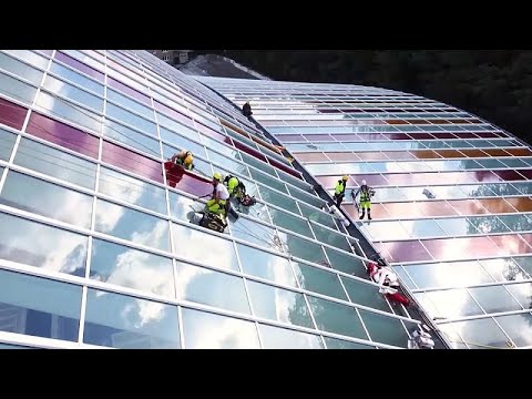 Multi-coloured vinyl artwork brings new light to Belgium's Liège-Guillemins rail station