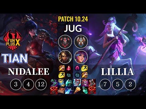 FPX Tian Nidalee vs Lillia Jungle - KR Patch 10.24