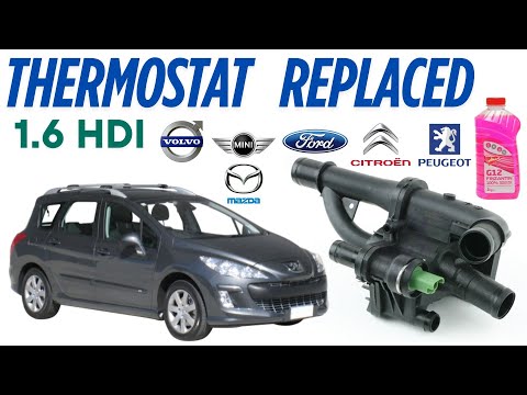 Peugeot 308 sw 1.6 HDI Replaced thermostat and engine cooling system vent , Thermostat ersetzt