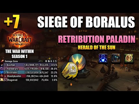 +7 Siege of Boralus | Retribution Paladin POV | 816,1K DPS OVERALL | The War Within Season 1