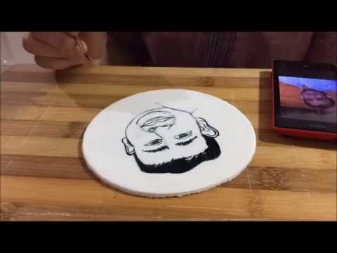How to draw a caricature on fondant