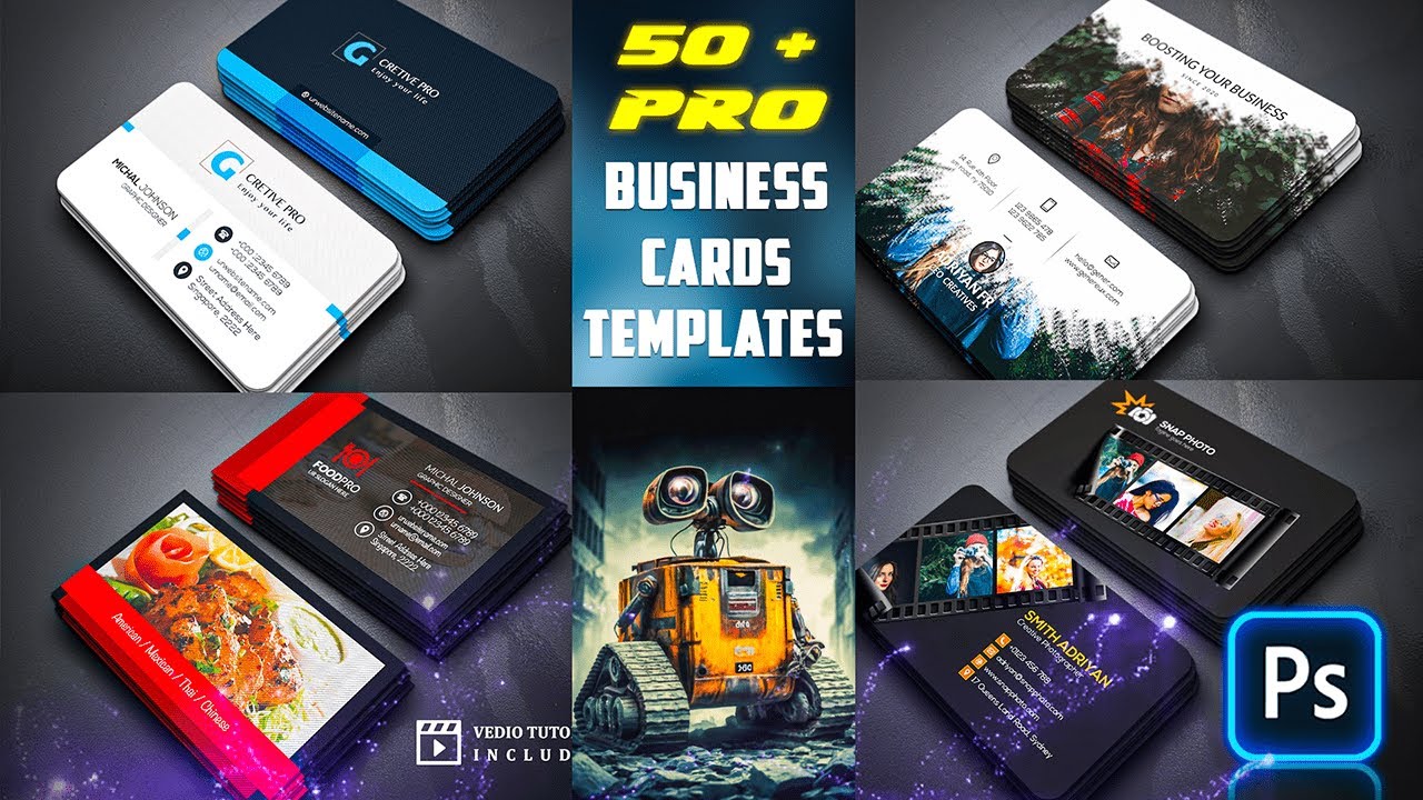 50+ Professional Business Card Design Templates PSD Files | Photoshop Tutorial