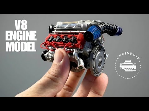 Building The Smallest V8 Engine to Scale|MAD DIY V8 @enginediy