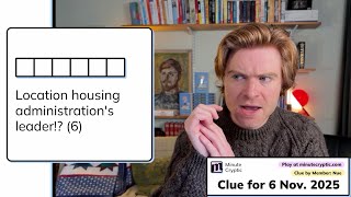 Minute Cryptic Clue 499: Location housing administration's leader! (6)