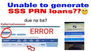 error to generate SSS PRN loan??