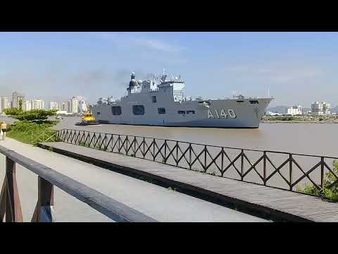 Partida do Navio Porta Helicópteros A140 NAM Atlântico da Marinha do Brasil de Itajaí em 23/01/2023.