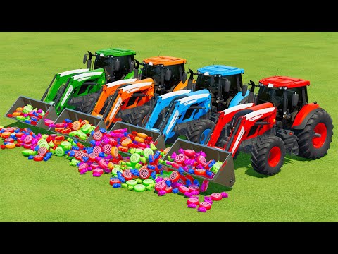 LOAD AND TRANSPORT CANDYS WITH VALTRA TRACTORS - Farming Simulator 22